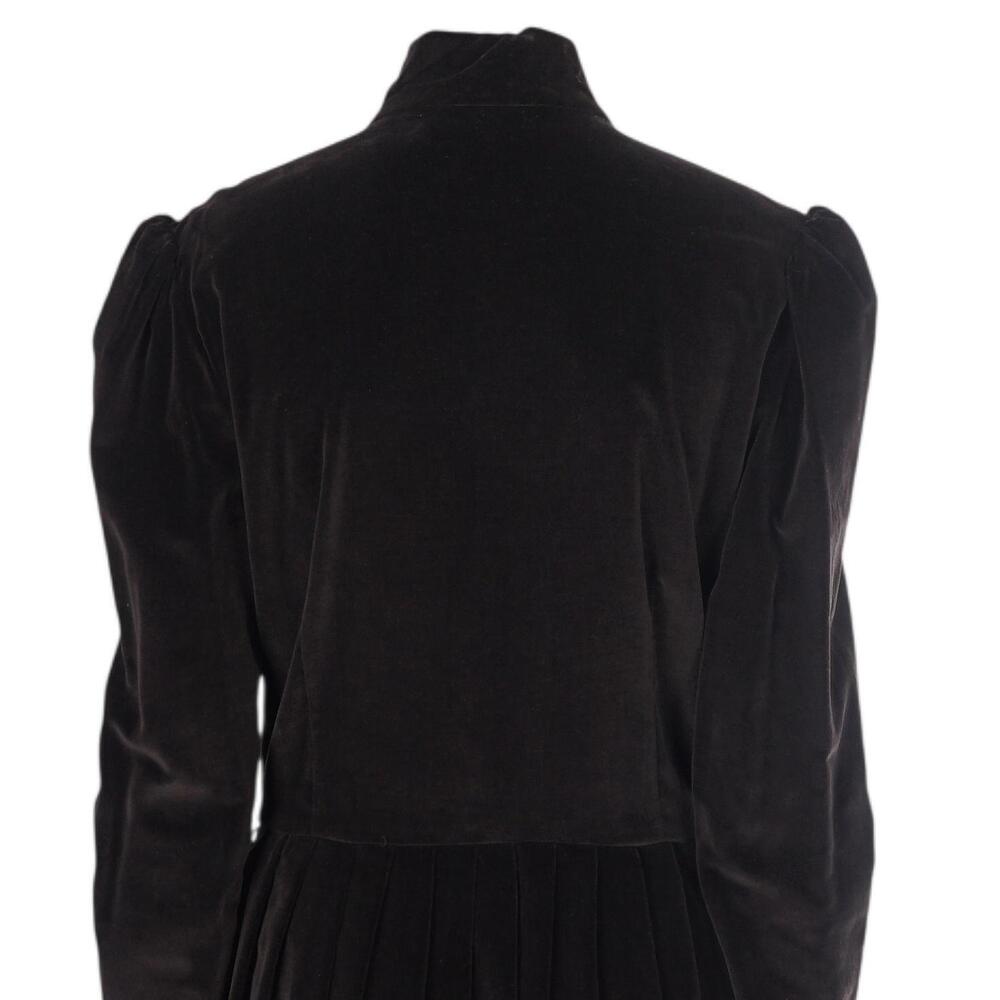 Ralph Lauren Vintage Dress 12 Brown Velvet High Neck Puff Sleeve Victorian Maxi - Picture 7 of 9